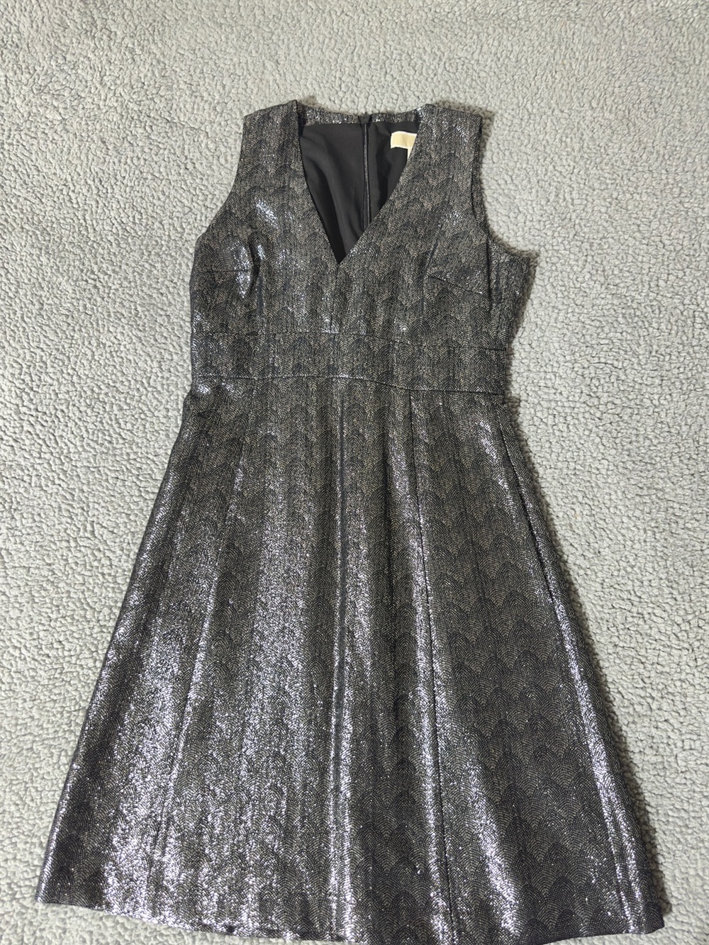 MICHAEL Michael Kors Metallic Fit & Flare Party Dress Women’s Size 8 Silver